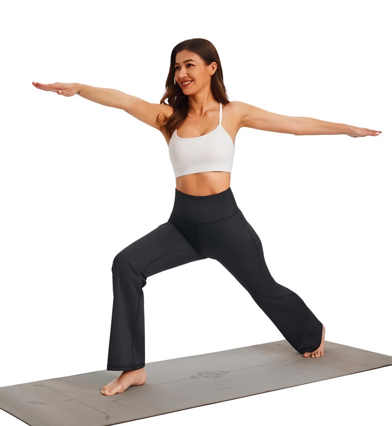 AFITNE Yoga Pants for Women Bootcut Pants with Pockets High Waisted Workout Bootleg Yoga Pants Tall Long Athletic Gym Pants Black - M - Image 5
